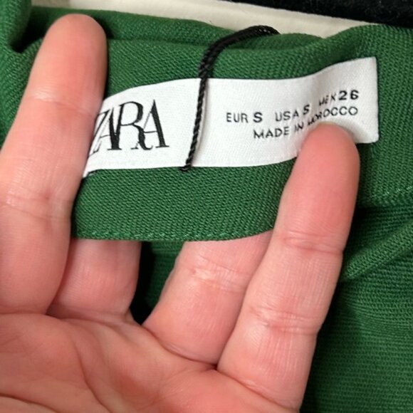 ZARA Draped Off The Shoulder Blouse Top Emerald Green Size Small NWT - Picture 12 of 13